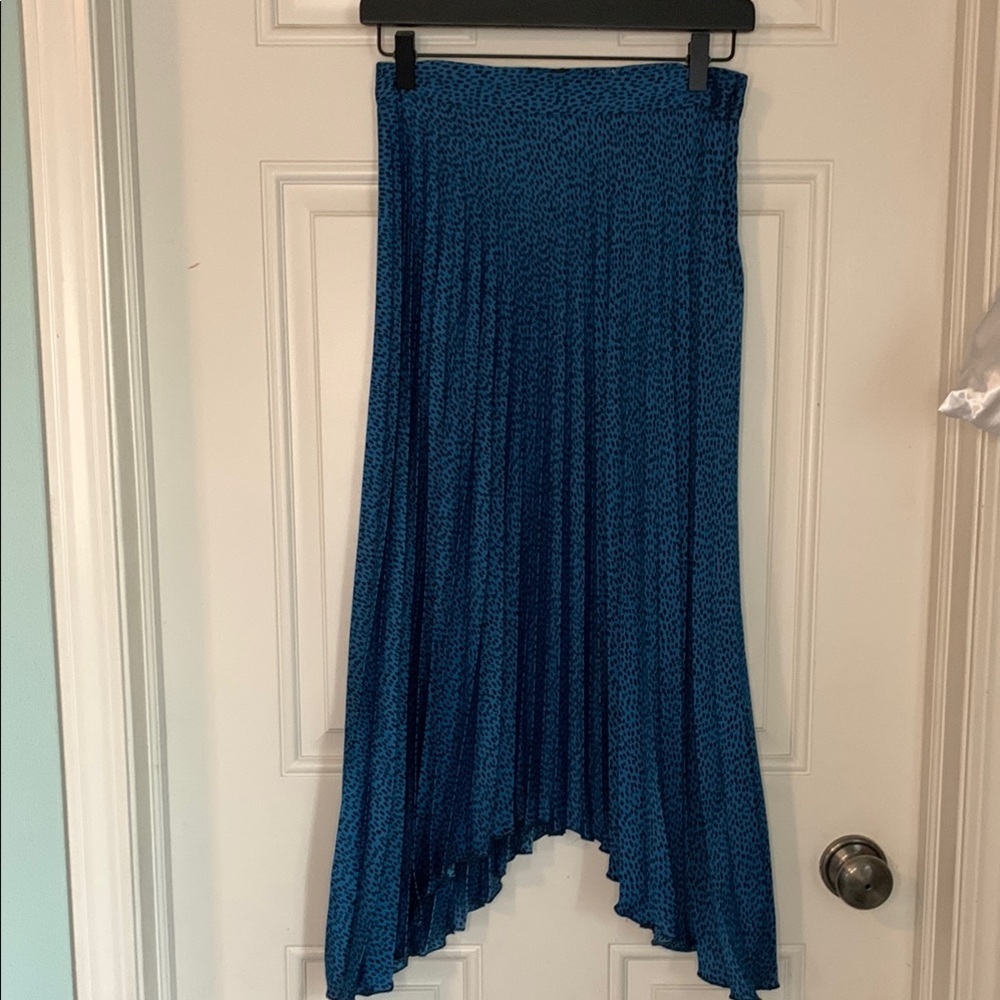 Blue Pleated Midi Skirt